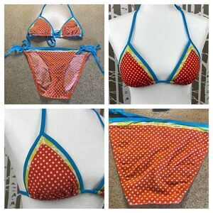 GAP Body rust orange polka dot string bikini